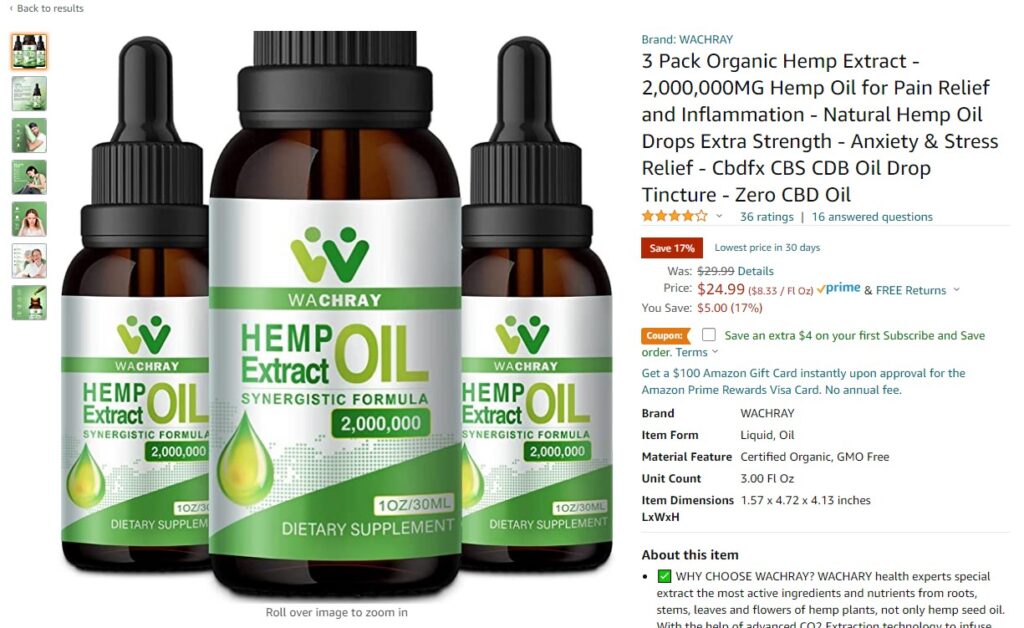 2 million milligrams miraculously contained in a 1-ounce bottle on Amazon.com